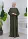 Lace up Sleeve Simple Hijab Dress 831 Haki