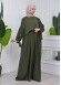 Lace up Sleeve Simple Hijab Dress 831 Haki