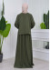 Lace up Sleeve Simple Hijab Dress 831 Haki