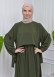 Lace up Sleeve Simple Hijab Dress 831 Haki