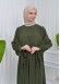 Lace up Sleeve Simple Hijab Dress 831 Haki