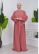 Lace up Sleeve Simple Hijab Dress 831 Açık Pembe