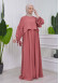 Lace up Sleeve Simple Hijab Dress 831 Açık Pembe
