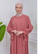 Lace up Sleeve Simple Hijab Dress 831 Açık Pembe
