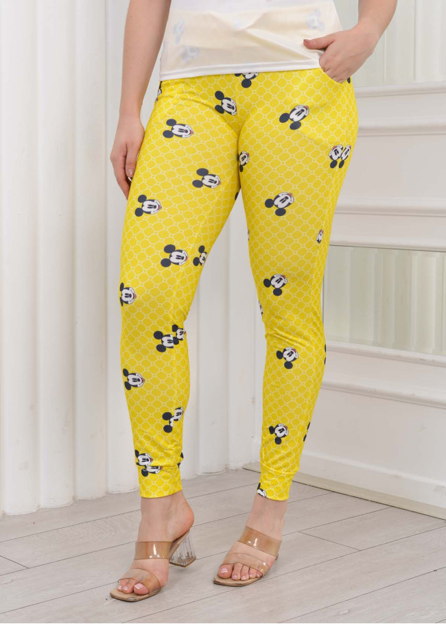 طقم تي شورت نسائي قطعتين - كم قصير دانتيل 1080 Sarı