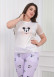 Women's T-Shirt Trousers Pajamas Set with Lace on the Sleeve 1080 Lila