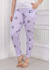Women's T-Shirt Trousers Pajamas Set with Lace on the Sleeve 1080 Lila