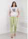 LACE SLEEVE Women's T-Shirt Pants Pajama Set 1081 Açık Yeşil