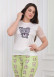 LACE SLEEVE Women's T-Shirt Pants Pajama Set 1081 Açık Yeşil