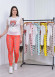 Women's T-Shirt Trousers Pajamas Set with Lace Sleeve 1082 Kırmızı