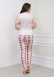 Women's T-Shirt Trousers Pajamas Set with Lace Sleeve 1082 Pembe