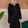 ترانشكوت شامواه مع كبشون فرو قابل للإزالة - كود 1363 - اسود
