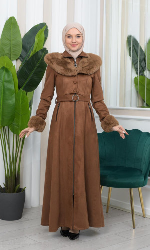 معطف شاموا فرو نسائي 1362 - بني