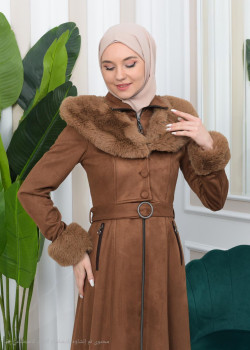 معطف شاموا فرو نسائي 1362 - بني