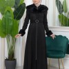 Shaomah Trench Coat with Removable Fur Hood - Code 1362 - black
