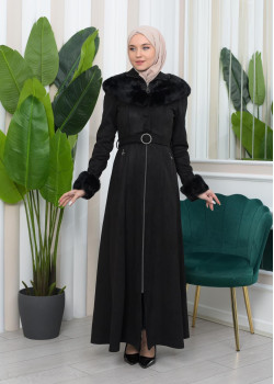 معطف شاموا فرو نسائي 1362 - اسود