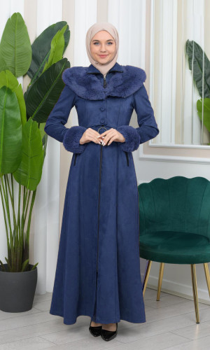 معطف شاموا فرو نسائي 1362 - كحلي