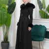 Shaomah Trench Coat with Removable Fur Hood - Code 1362 - black