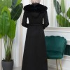 Shaomah Trench Coat with Removable Fur Hood - Code 1362 - black