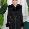 Shaomah Trench Coat with Removable Fur Hood - Code 1362 - black