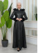 FUR HOODED ZIPPERED Faux Leather Hijab Topcoat 1345 - black