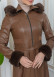 FUR HOODED ZIPPERED Faux Leather Hijab Topcoat 1345 taba