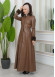 FUR HOODED ZIPPERED Faux Leather Hijab Topcoat 1345 taba