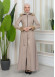 FUR HOODED ZIPPERED Faux Leather Hijab Topcoat 1345 - beige