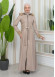 FUR HOODED ZIPPERED Faux Leather Hijab Topcoat 1345 Bej