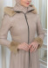 FUR HOODED ZIPPERED Faux Leather Hijab Topcoat 1345 Bej