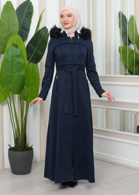 winter long wool coat with hood for women 1346#