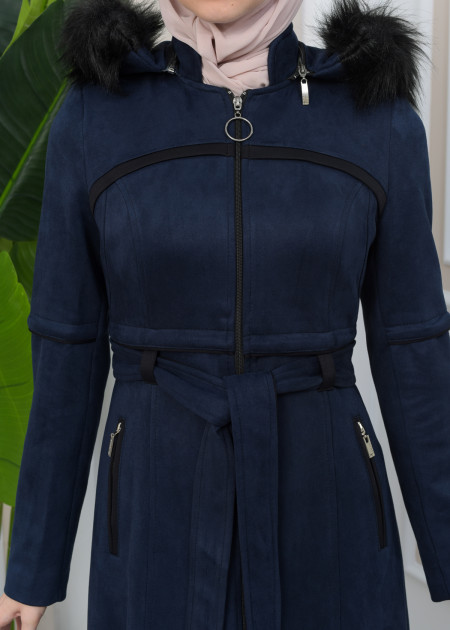 winter long wool coat with hood for women 1346#