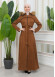 FUR HOODED BELT SUEDE HIJAB COVERCOAT 1346 taba
