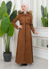 FUR HOODED BELT SUEDE HIJAB COVERCOAT 1346 taba