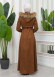 FUR HOODED BELT SUEDE HIJAB COVERCOAT 1346 taba