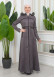 FUR HOODED BELT SUEDE HIJAB COVERCOAT 1346 Gri