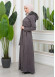 FUR HOODED BELT SUEDE HIJAB COVERCOAT 1346 Gri