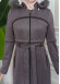 FUR HOODED BELT SUEDE HIJAB COVERCOAT 1346 Gri
