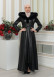 FUR HOODED BELT HIJAB LEATHER COAT 1348 - black