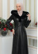 FUR HOODED BELT HIJAB LEATHER COAT 1348 Siyah