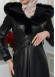 FUR HOODED BELT HIJAB LEATHER COAT 1348 Siyah