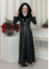 FUR HOODED BELT HIJAB LEATHER COAT 1348 Siyah