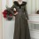 Langer Damen Winter-Ledermantel mit Wildlederdetails und Pelzkragen 1348 - Khaki