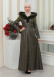 FUR HOODED BELT HIJAB LEATHER COAT 1348 - khaki