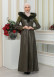 FUR HOODED BELT HIJAB LEATHER COAT 1348 Haki