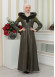 FUR HOODED BELT HIJAB LEATHER COAT 1348 Haki
