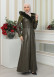 FUR HOODED BELT HIJAB LEATHER COAT 1348 Haki