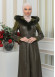 FUR HOODED BELT HIJAB LEATHER COAT 1348 Haki