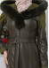 FUR HOODED BELT HIJAB LEATHER COAT 1348 Haki