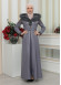 FUR HOODED BELT HIJAB LEATHER COAT 1348 - gray